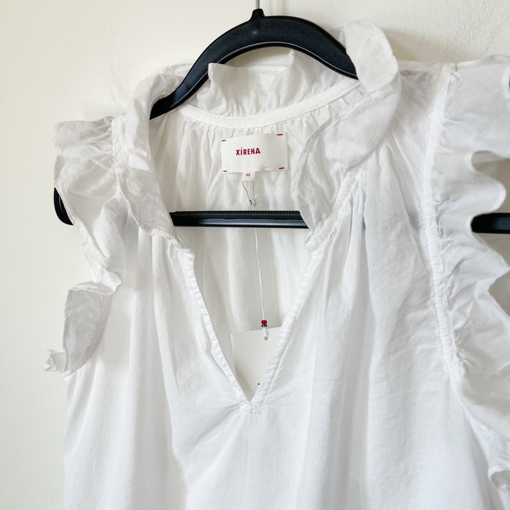 XiRENA White Ruffle Sleeve V-Neck Blouse - Picture 7 of 14